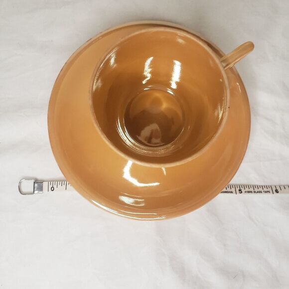 Orange lustreware miniature porcelain cups & saucers - Picture 9 of 11